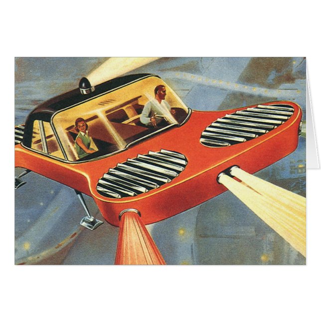 Vintage Science Fiction Futuristic Flying Car (Front Horizontal)
