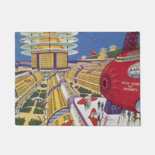 Vintage Science Fiction, Futuristic New York City Doormat