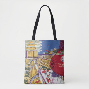 Vintage Science Fiction, Futuristic New York City Tote Bag