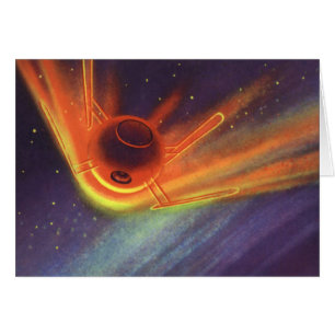 Vintage Science Fiction, Glowing Rocket in Space