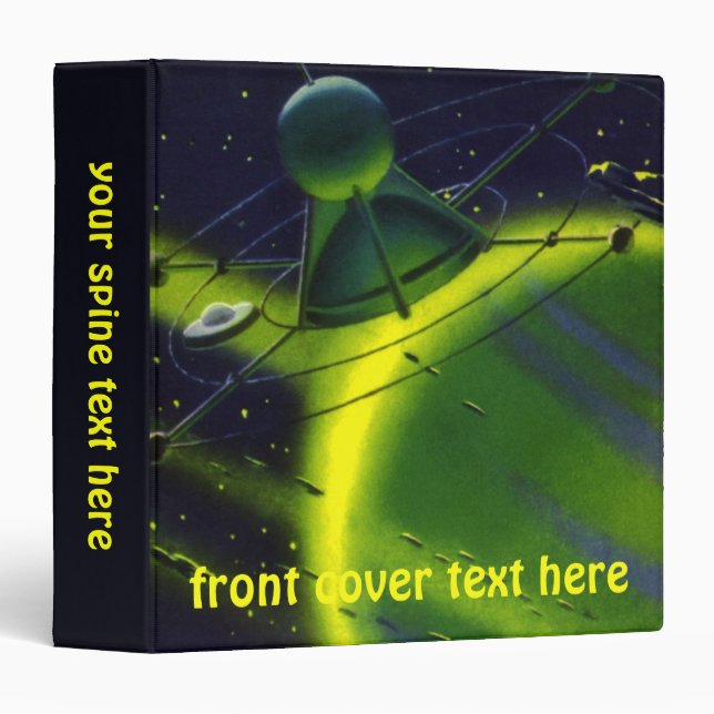 Vintage Science Fiction Green Planet w Spaceship Binder (Front/Spine)
