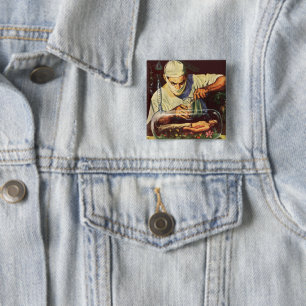 Vintage Science Fiction, Laboratory Mad Scientist 2 Inch Square Button