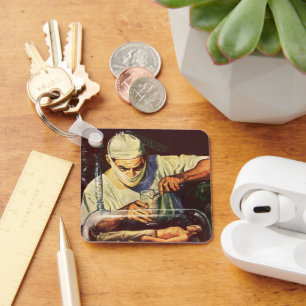 Vintage Science Fiction, Laboratory Mad Scientist Keychain