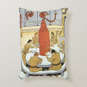Vintage Science Fiction, Labratory Scientists Eat Accent Pillow