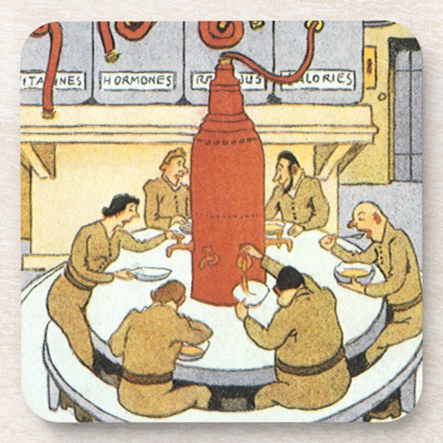 Vintage Science Fiction, Labratory Scientists Eat Coaster (Front)