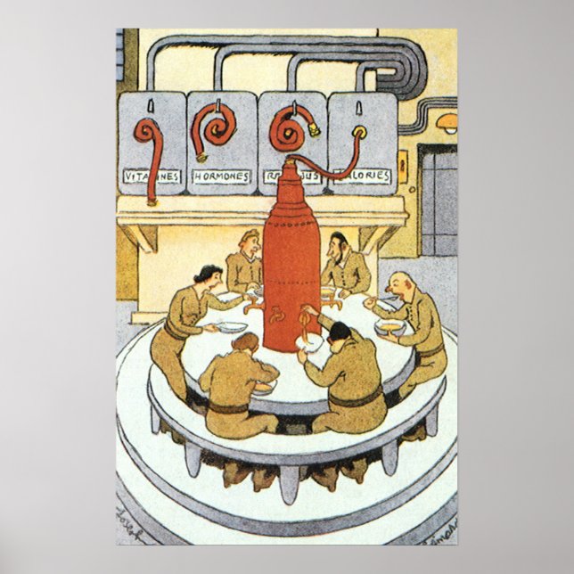 Vintage Science Fiction, Labratory Scientists Eat Poster (Front)
