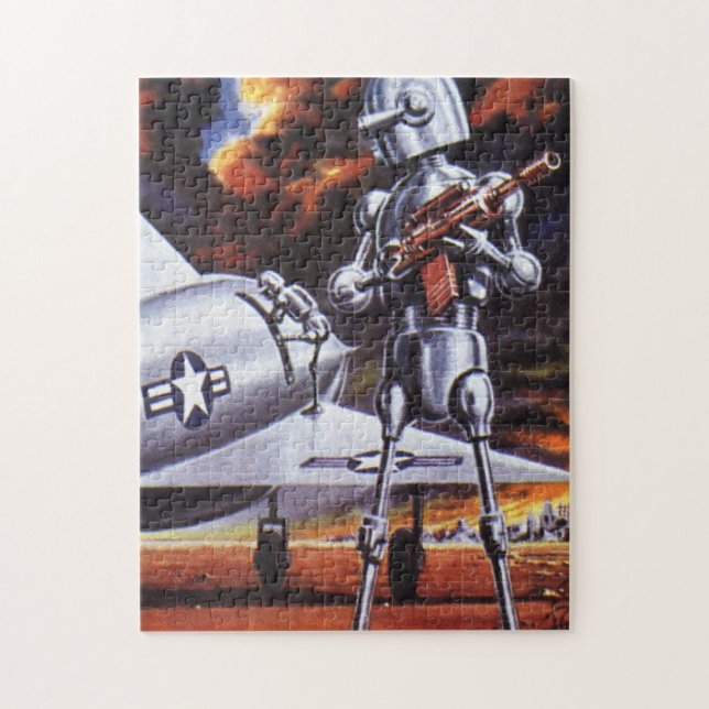 Vintage Science Fiction Military Robot Soldiers Jigsaw Puzzle (Vertical)