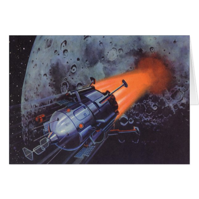 Vintage Science Fiction, Moon Rocket Blasting Off (Front Horizontal)