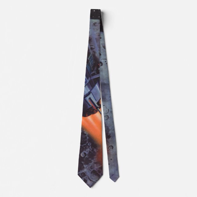 Vintage Science Fiction, Moon Rocket Blasting Off Tie (Front)