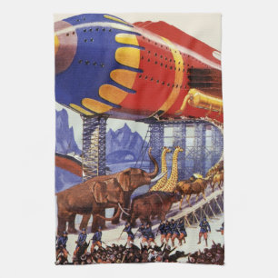 Vintage Science Fiction, Noah's Ark Wild Animals Kitchen Towel