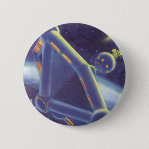 Vintage Science Fiction Orbiting Space Station 2 Inch Round Button