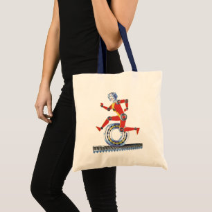 Vintage Science Fiction Robot Running with Wheel Tote Bag