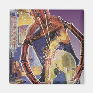 Vintage Science Fiction Robot with Laser Beam Eyes Magnet