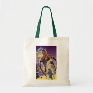Vintage Science Fiction Robot with Laser Beam Eyes Tote Bag