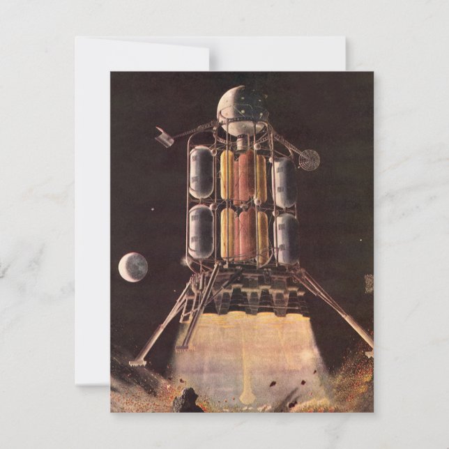 Vintage Science Fiction Rocket Blasting Off Planet (Front)