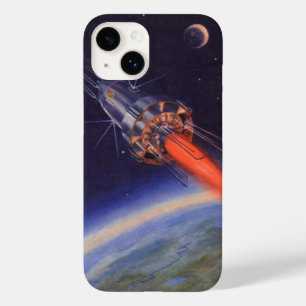 Vintage Science Fiction Rocket in Space over Earth Case-Mate iPhone 14 Case