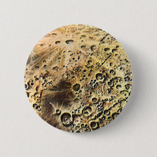 Vintage Science Fiction, Rocket Ship Over the Moon 2 Inch Round Button