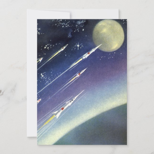 Vintage Science Fiction Rockets in Space by Planet (Front)