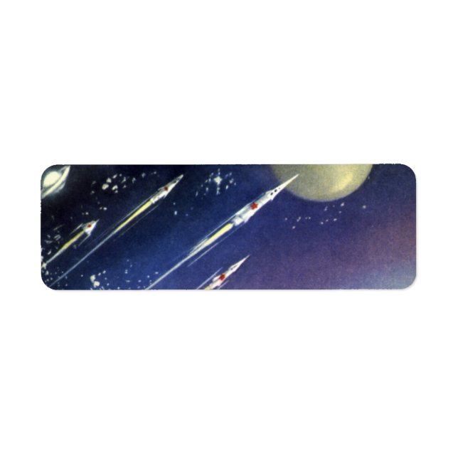 Vintage Science Fiction Rockets in Space by Planet (Front)