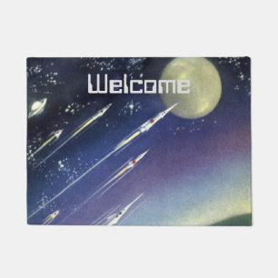 Vintage Science Fiction Rockets in Space by Planet Doormat