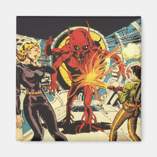 Vintage Science Fiction, Sci Fi Alien Attacking Magnet