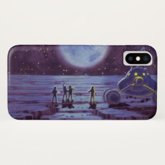 Vintage Science Fiction, Sci Fi Alien Moon Landing iPhone X Case