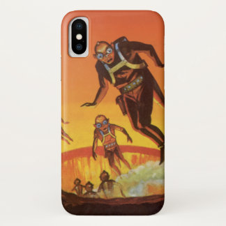 Vintage Science Fiction, Sci Fi Aliens in Volcano Case-Mate iPhone Case