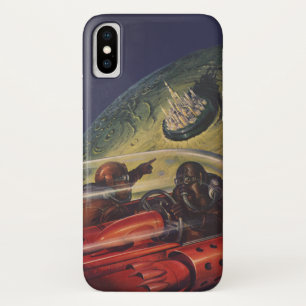 Vintage Science Fiction, Sci Fi City on the Moon iPhone X Case
