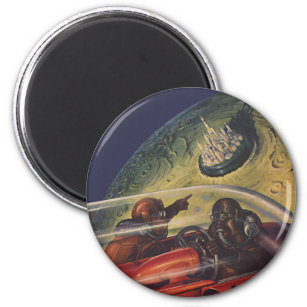 Vintage Science Fiction, Sci Fi City on the Moon Magnet