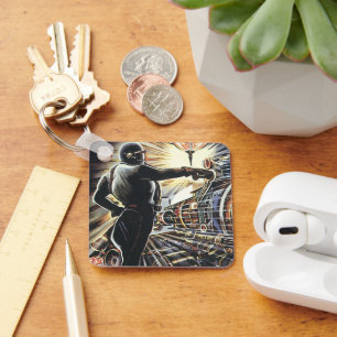 Vintage Science Fiction Sci Fi Futuristic Machines Keychain