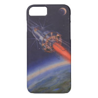 Vintage Science Fiction, Sci Fi Rocket over Earth