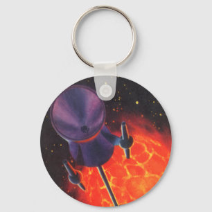 Vintage Science Fiction, Sci Fi Rocket, Red Planet Keychain