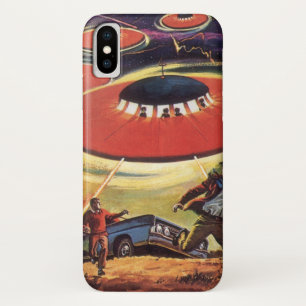 Vintage Science Fiction, Sci Fi UFO Alien Invasion Case-Mate iPhone Case