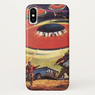 Vintage Science Fiction, Sci Fi UFO Alien Invasion Case-Mate iPhone Case