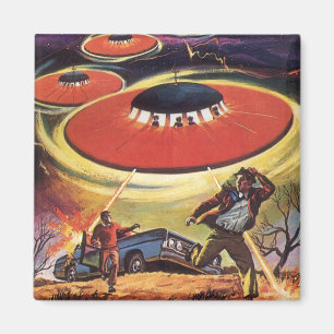 Vintage Science Fiction, Sci Fi UFO Alien Invasion Magnet
