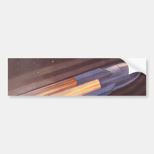 Vintage Science Fiction Space Ship Rockets Bumper Sticker (Front)