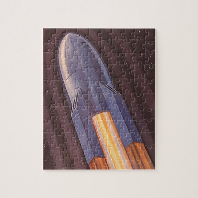 Vintage Science Fiction Space Ship Rockets Jigsaw Puzzle (Vertical)