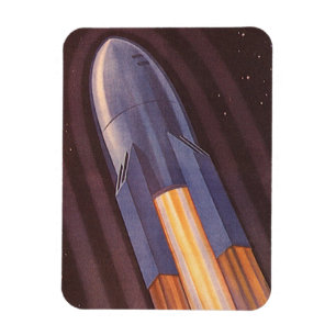 Vintage Science Fiction Space Ship Rockets Magnet