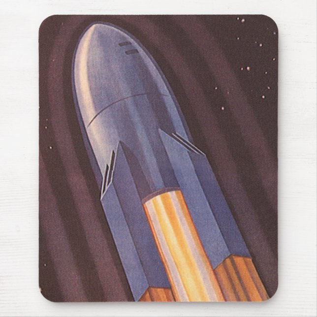 Vintage Science Fiction Space Ship Rockets Mouse Pad (Front)