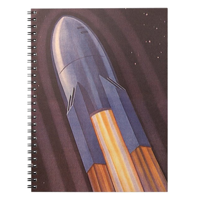 Vintage Science Fiction Space Ship Rockets Notebook (Front)