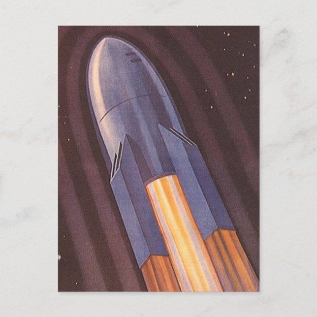 Vintage Science Fiction Space Ship Rockets Postcard (Front)