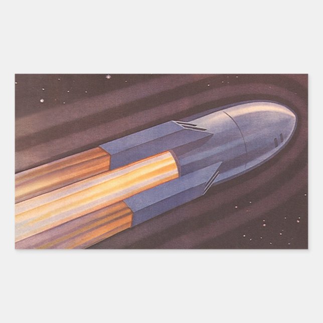 Vintage Science Fiction Space Ship Rockets Sticker (Front)