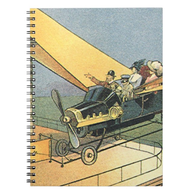 Vintage Science Fiction Steampunk Convertible Car Notebook (Front)