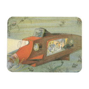 Vintage Science Fiction Steampunk Submarine in Sea Magnet