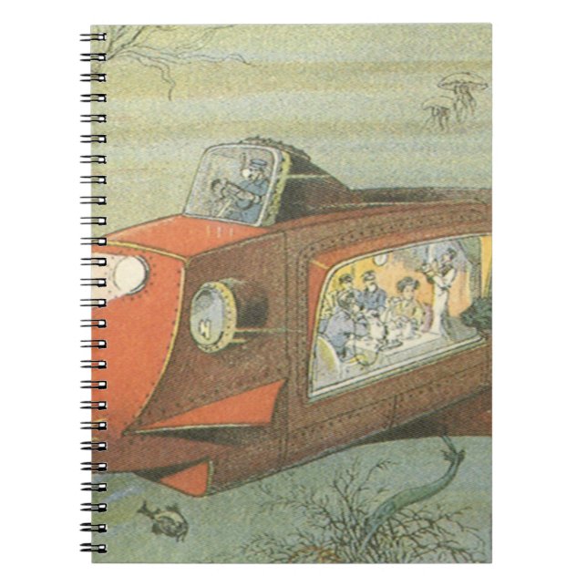 Vintage Science Fiction Steampunk Submarine in Sea Notebook (Front)