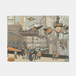 Vintage Science Fiction Urban Paris, Steam Punk Doormat