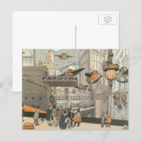 Vintage Science Fiction Urban Paris, Steam Punk