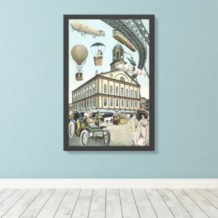 Vintage Science Fiction, Victorian Steam Punk City Canvas Print