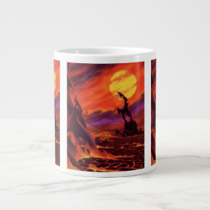 Vintage Science Fiction Volcano Planet w Red Lava Large Coffee Mug