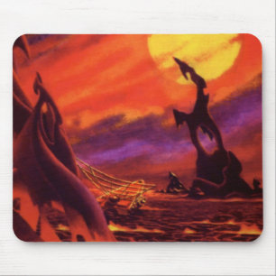 Vintage Science Fiction Volcano Planet w Red Lava Mouse Pad